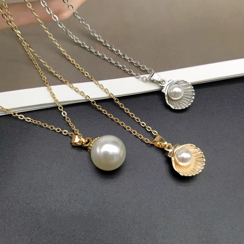 Trendy Summer Shell Imitation Pearl Pendant Necklace for Women Fashion Collar Neck Jewelry Wholesale Dropshipping