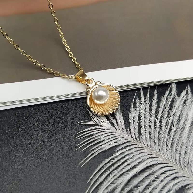 Trendy Summer Shell Imitation Pearl Pendant Necklace for Women Fashion Collar Neck Jewelry Wholesale Dropshipping