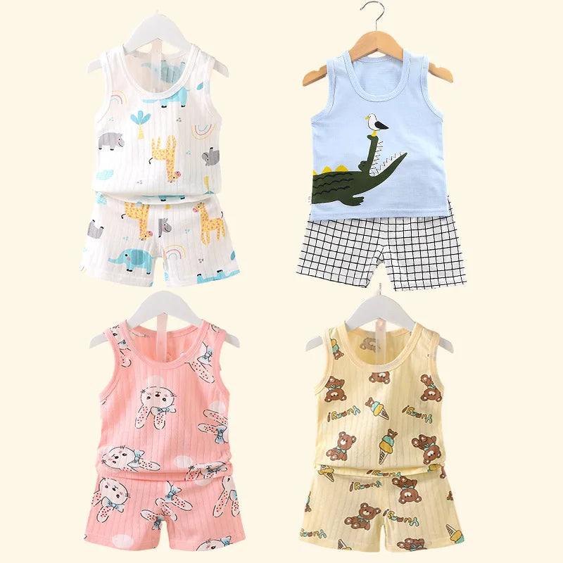 Cute & Breathable Kids Summer Vest & Shorts Set - Adorable Sleeveless Tops for Children