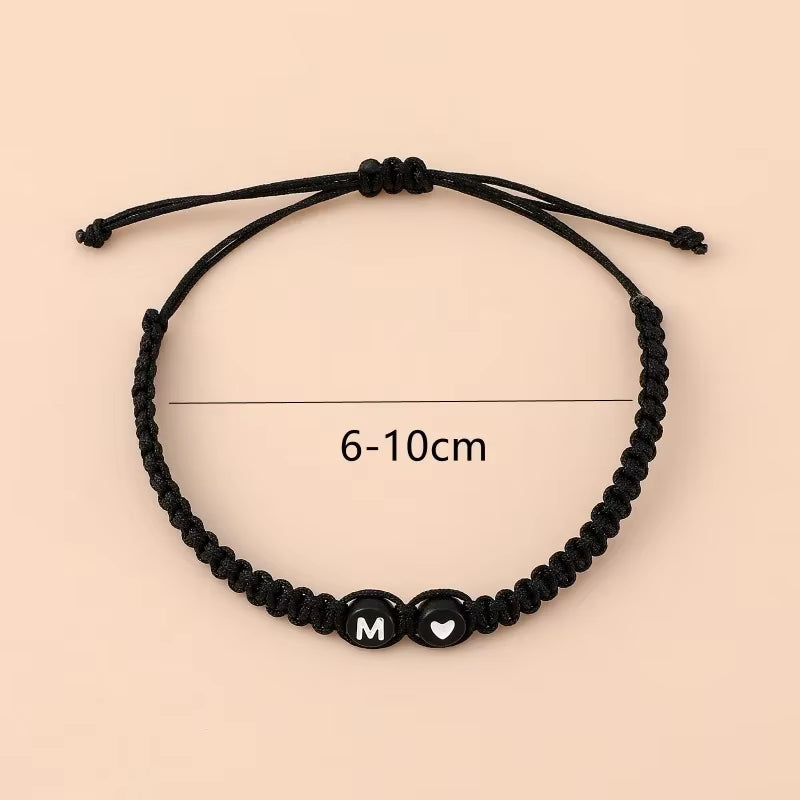 26 Letters Initial Heart Bracelets Handmade Adjustable A-Z Name Braided Bracelets for Women Men Friendship Jewelry Accessories