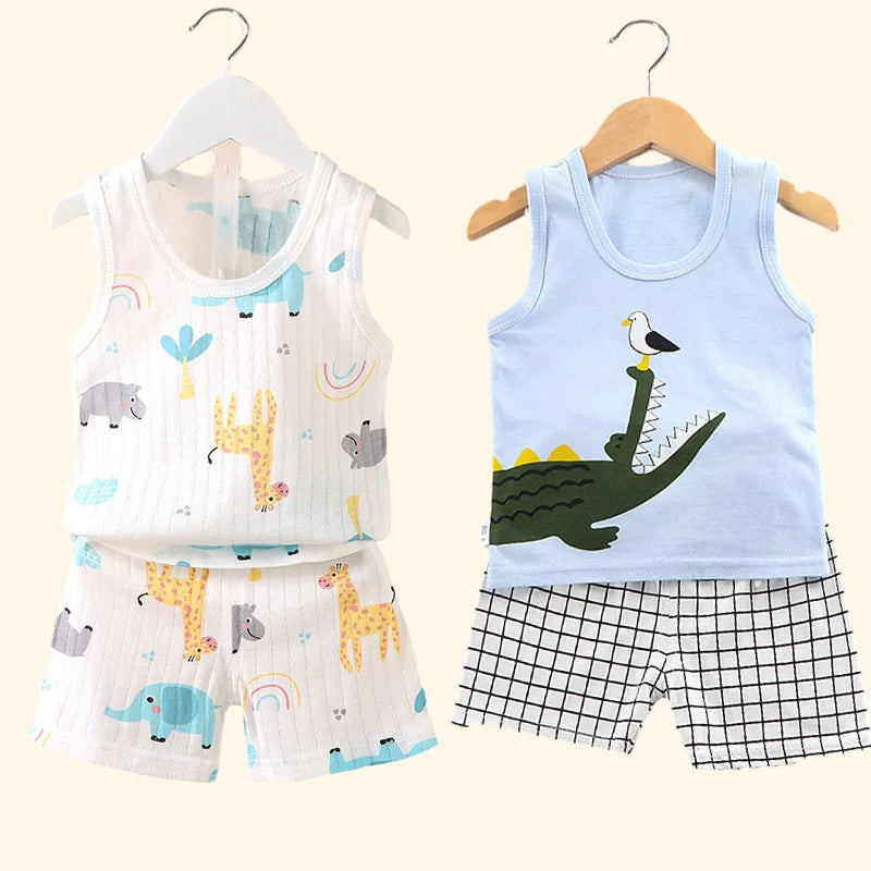 Cute & Breathable Kids Summer Vest & Shorts Set - Adorable Sleeveless Tops for Children