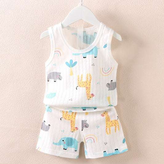 Cute & Breathable Kids Summer Vest & Shorts Set - Adorable Sleeveless Tops for Children