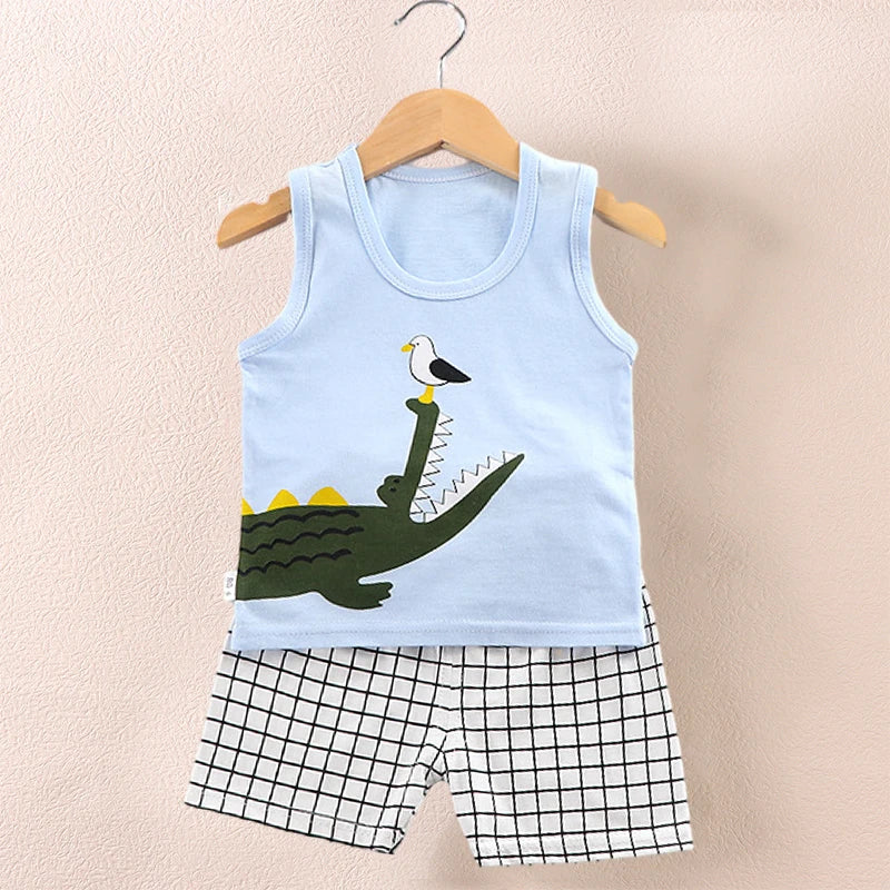 Cute & Breathable Kids Summer Vest & Shorts Set - Adorable Sleeveless Tops for Children