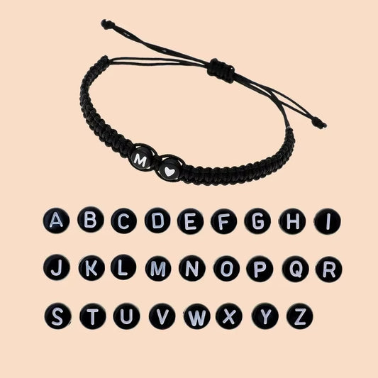 26 Letters Initial Heart Bracelets Handmade Adjustable A-Z Name Braided Bracelets for Women Men Friendship Jewelry Accessories