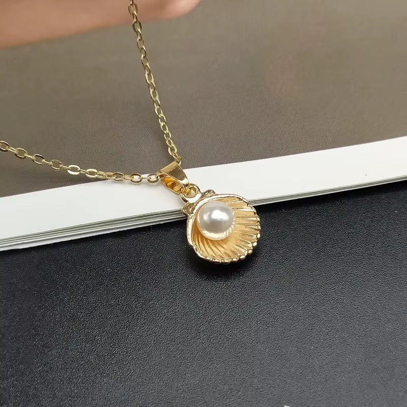 Trendy Summer Shell Imitation Pearl Pendant Necklace for Women Fashion Collar Neck Jewelry Wholesale Dropshipping